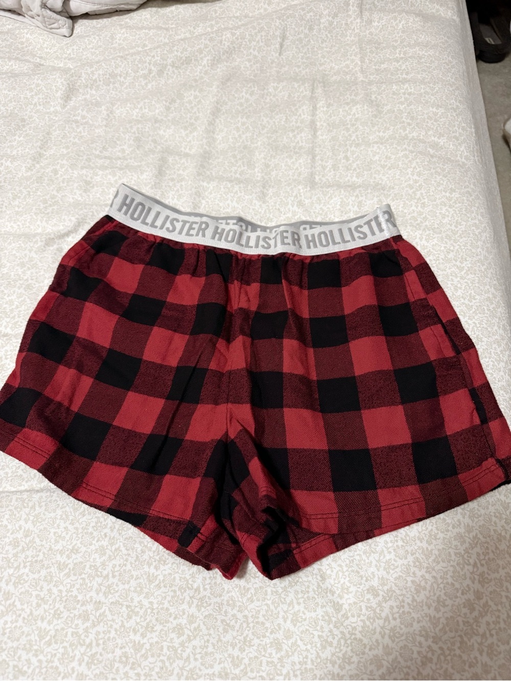 Hollister Red and Black Plaid Sleep Shorts